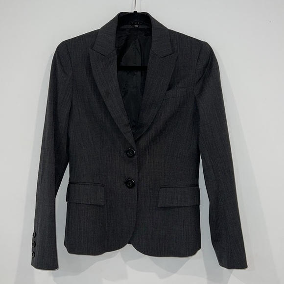 THEORY Gray Wool Single Breasted Single Vent Notch Lapel Blazer size 4 - Picture 4 of 15